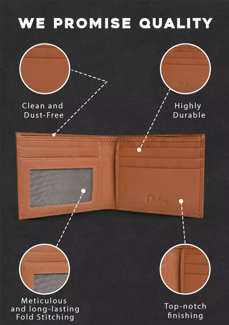 Men Lucky Wallet with no holes - Full Grain Leather Wallet - Bifold Lucky Wallet - BROWN Wallet -3704 Oxhide