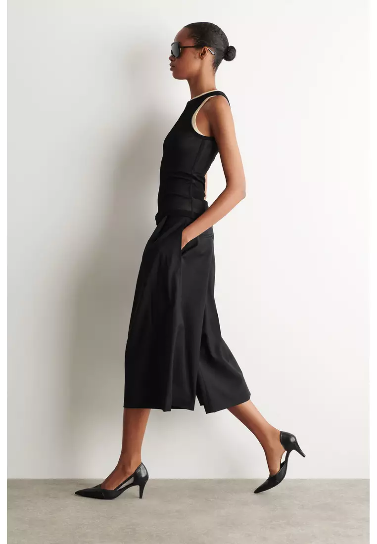 PLEATED WOOL-BLEND CULOTTES