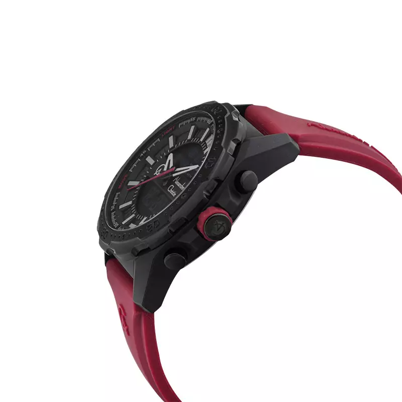 Jam Tangan Pria Alexandre Christie Digi AC 9370 MH RIPBARE Men Digital Analog Dial Red Rubber Strap