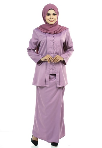 Jahanara Kutu Baru With Front Pleated Skirt from Ashura in Purple
