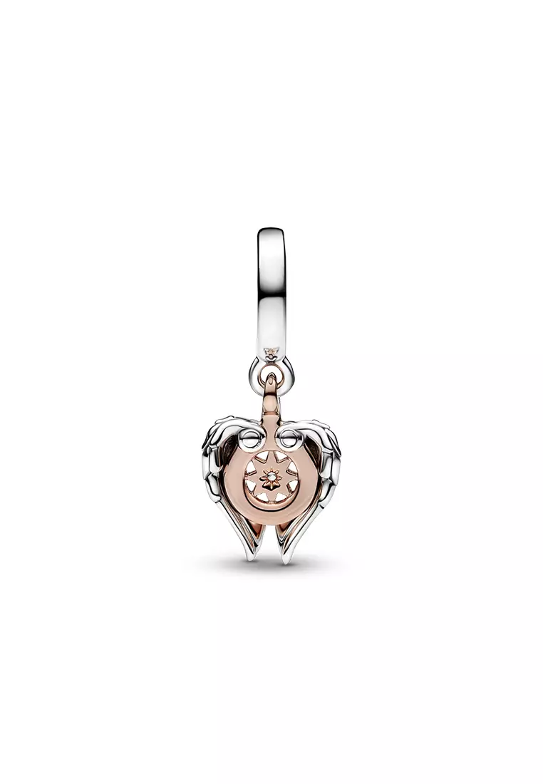 PANDORA 14K Rose Gold Plated Celestial Compass Angel Wings Dangle Charm