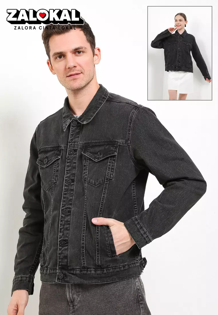 Jaket denim slim fit best sale