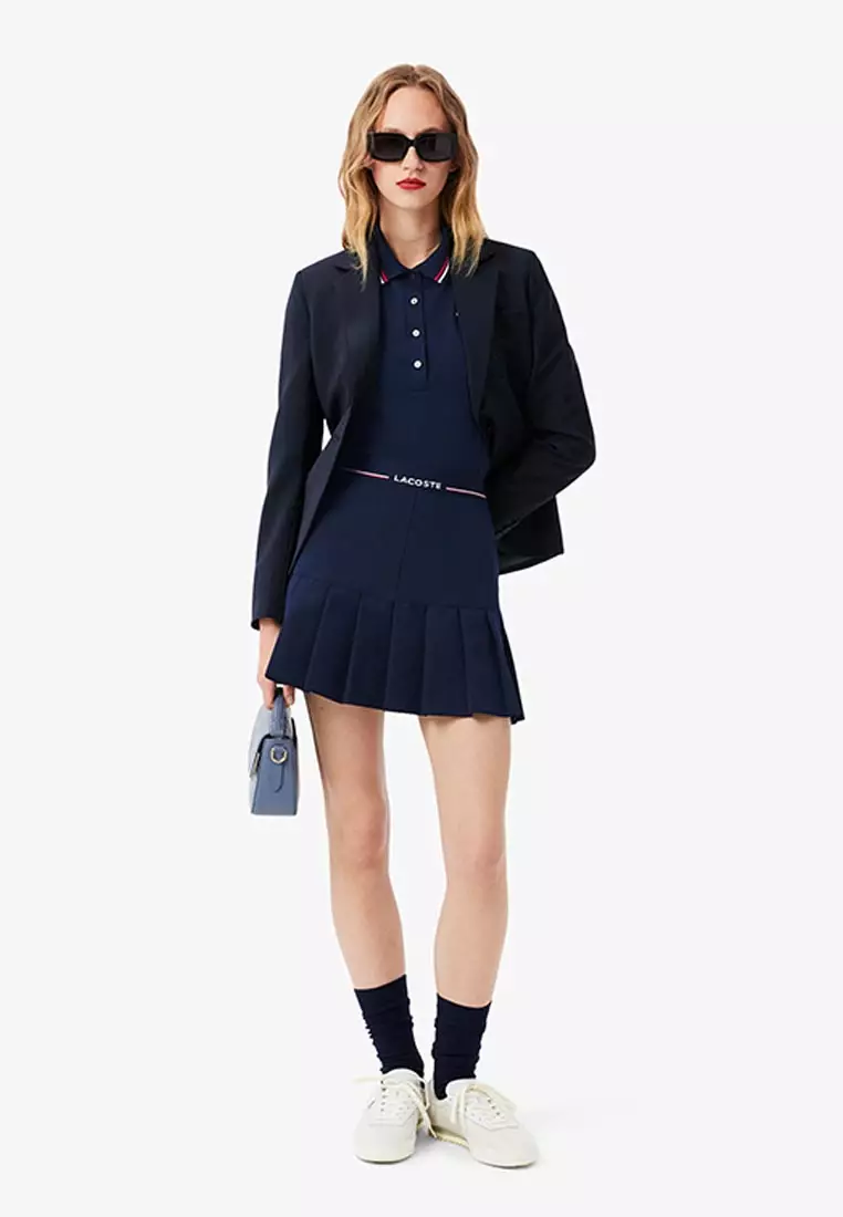 Short Pleated Wool Blend Skirt