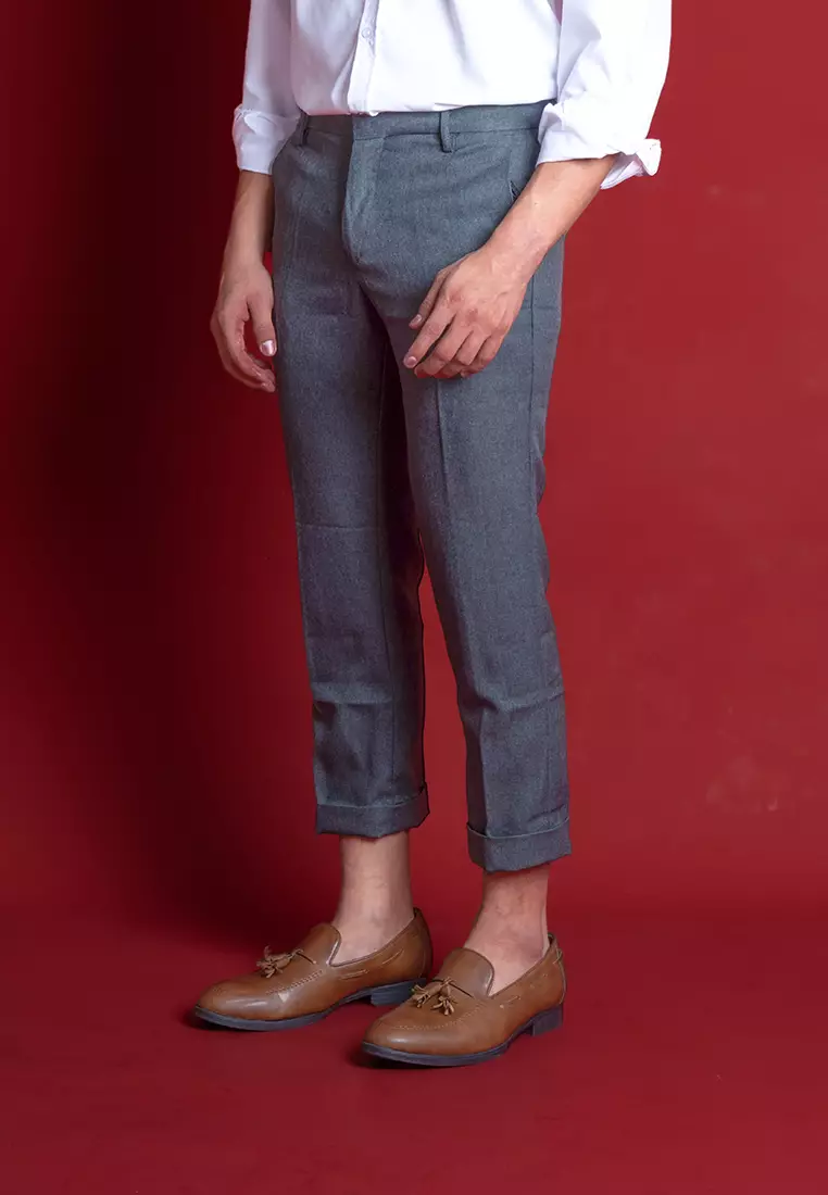 Celana Ankle / Cropped Pants Slimfit kerja Sirwal Abu muda