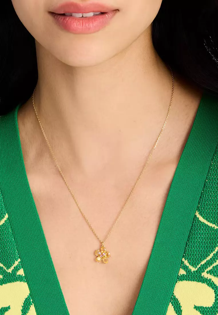 Paradise Flower Mini Pendant Necklace in Yellow Gold KH560