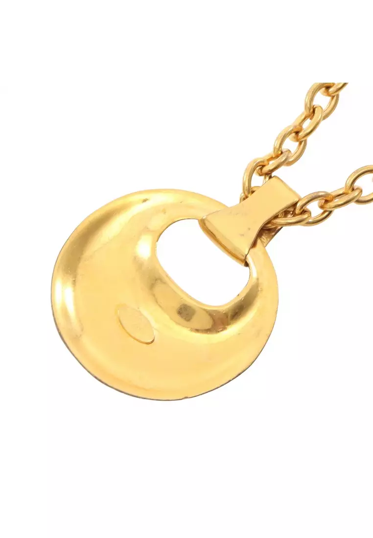Pre-Loved Chanel coco mark necklace GP gold 93P