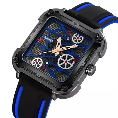 Jam Tangan Analog Pria SKMEI 9363 BLACK WATER RESIST 30M ORIGINAL - Black Blue