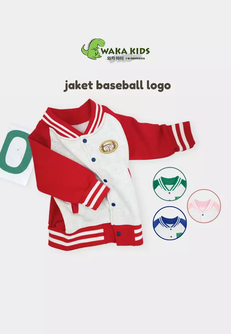 Wakakids Jaket Varsity Baseball Anak Perempuan Logo Patch 4462 Venrz Pink
