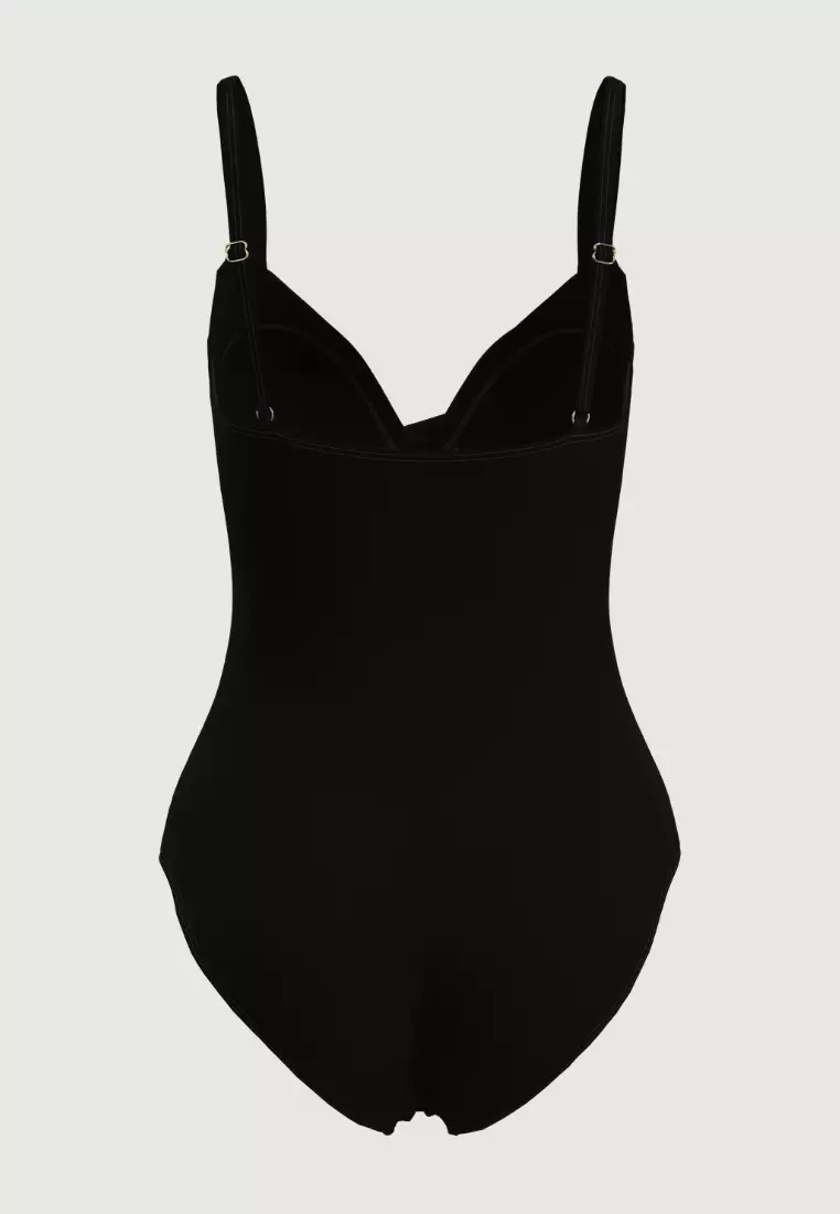 Core Solid Black Cross Front Onepiece