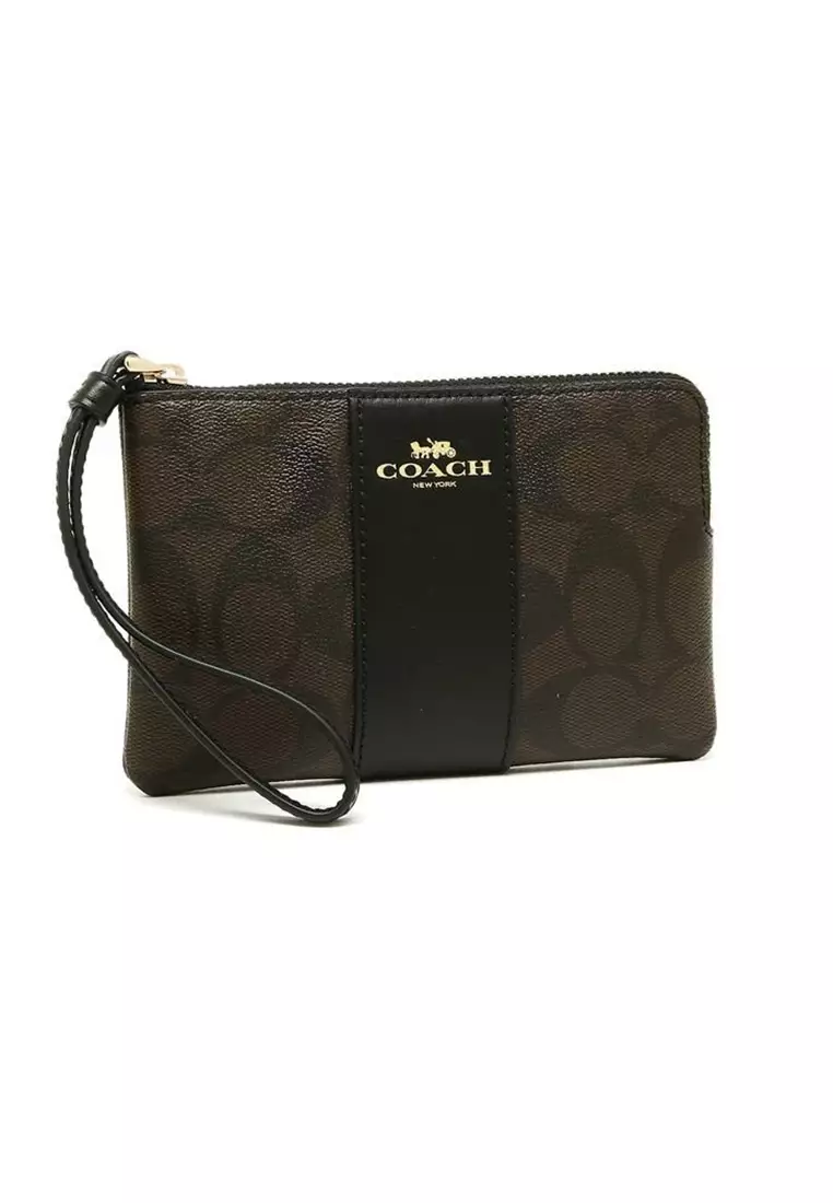 Coach signature best sale corner zip wristlet