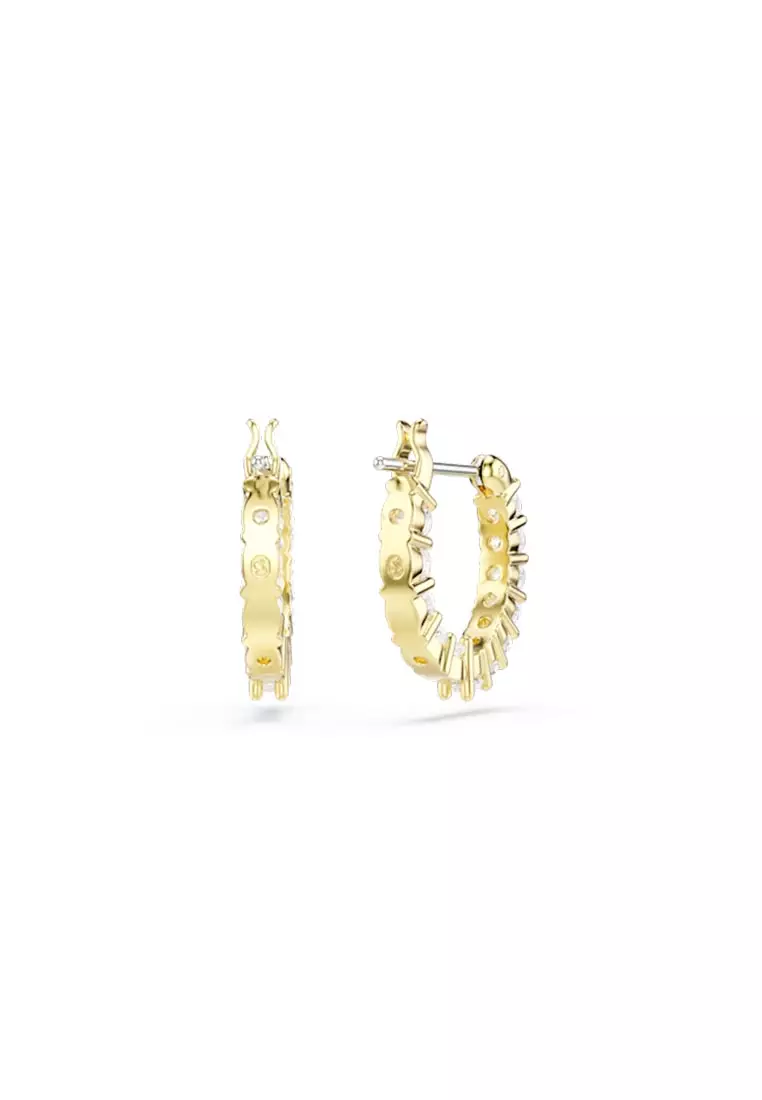 Matrix Vittore Hoop Earrings, Round Cut, White, Gold-Tone Plated