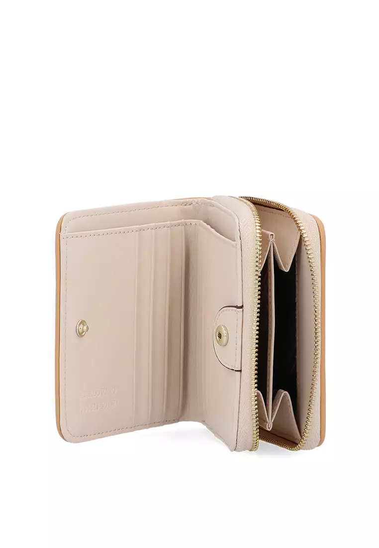 CR Monogram in Cream 2-Fold Wallet - Beige