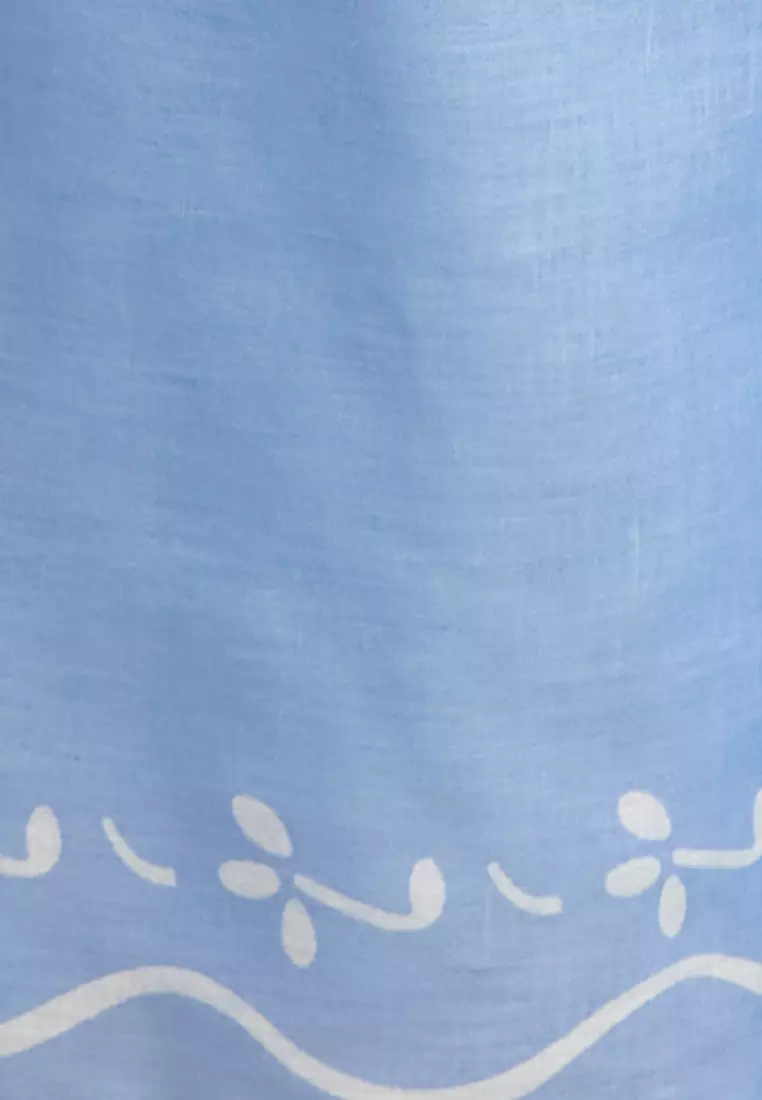 Border Print Faux Linen Set