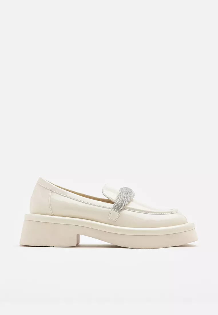 Discount on Pazzion  shoes - SKU: Darla Diamantes Heeled Loafers Beige