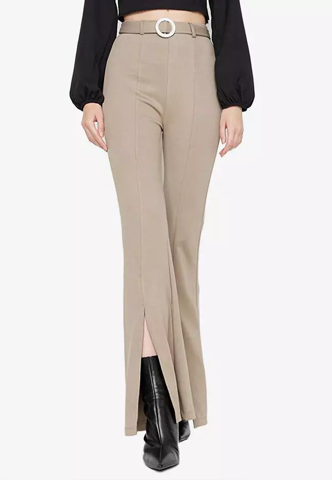 Trendyol Belted Slit Detail Knitted Trousers 2024