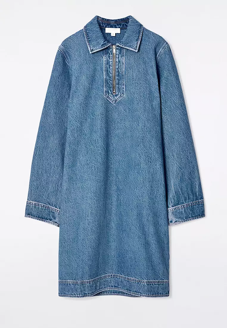 Denim Half-Zip Dress