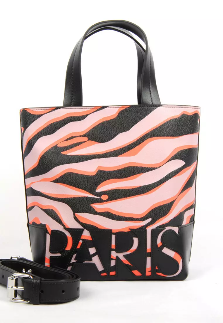 Tiger Print Mini Tote Bag in Pink,Black