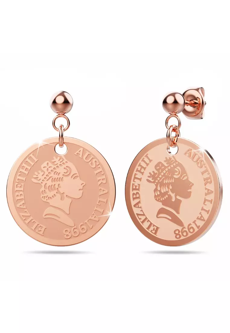 Queen Elizabeth Coins Drop Earrings