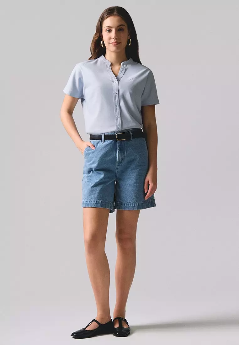 Y-Placket Button Down Shirt