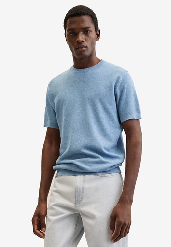 MANGO Man blue Knit Cotton T-Shirt F7C4DAA58109FEGS_1