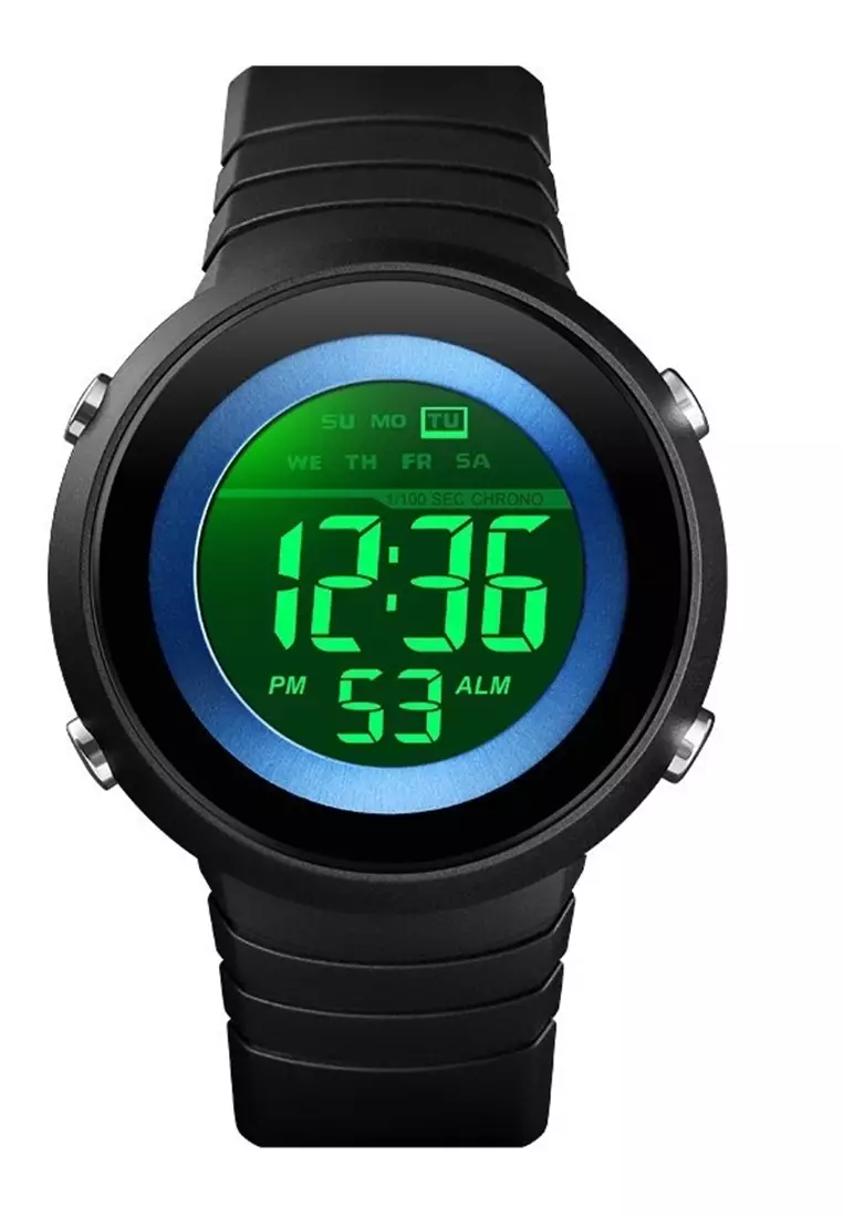 Jam Tangan Casual Digital Pria Waterproof Strap Tali Material PU DD34 ORIGINAL