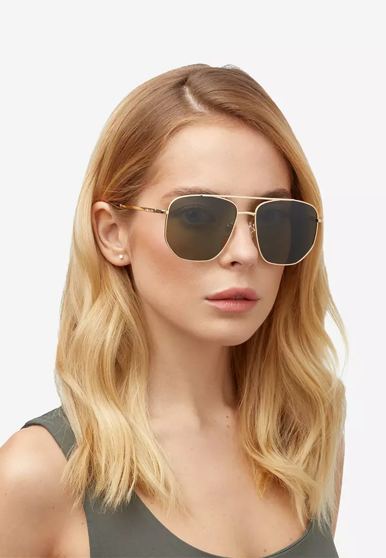 HAWKERS POLARIZED Gold Alligator CAD Sunglasses for Men and Women, Unisex. UV400 Protection. Official Product designed in Spain