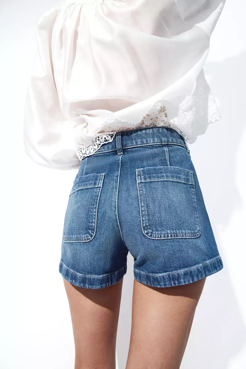 High-waisted denim shorts