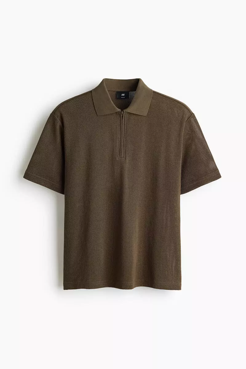 Regular Fit Hole-knit polo shirt