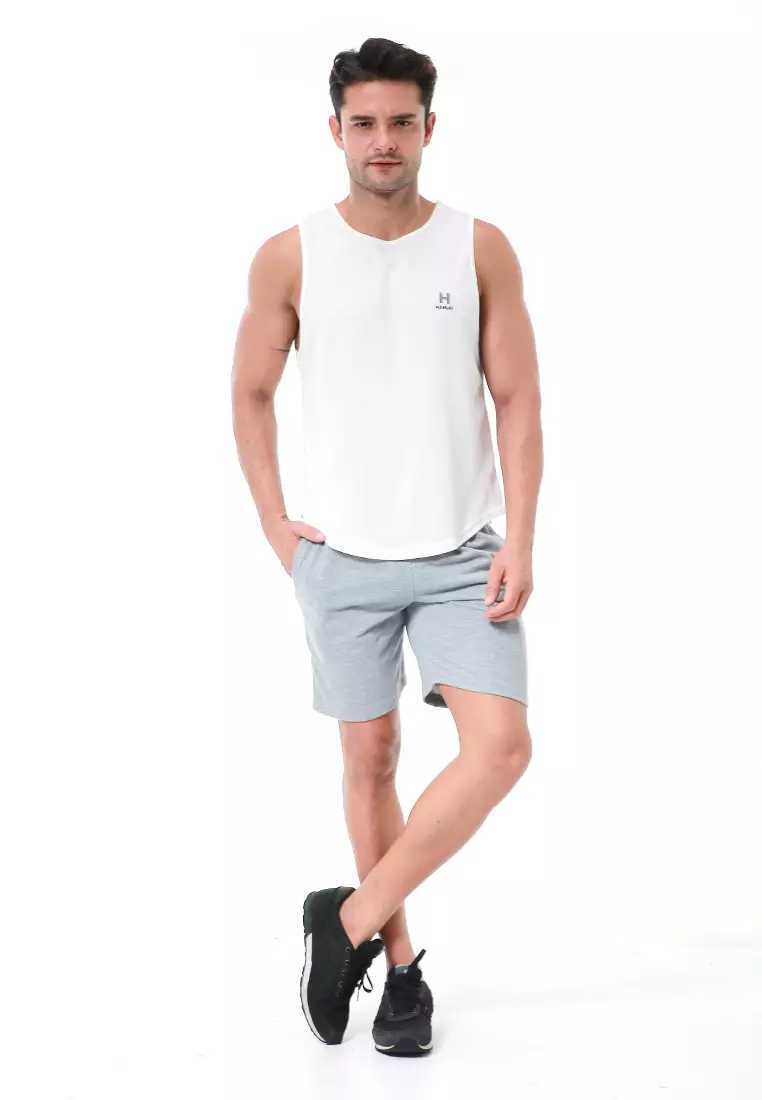 Bobby Atasan Kasual Pria Singlet Gym Motif Polos Sleeveless Sports Shirt Material Polyester Fiber ORIGINAL - White