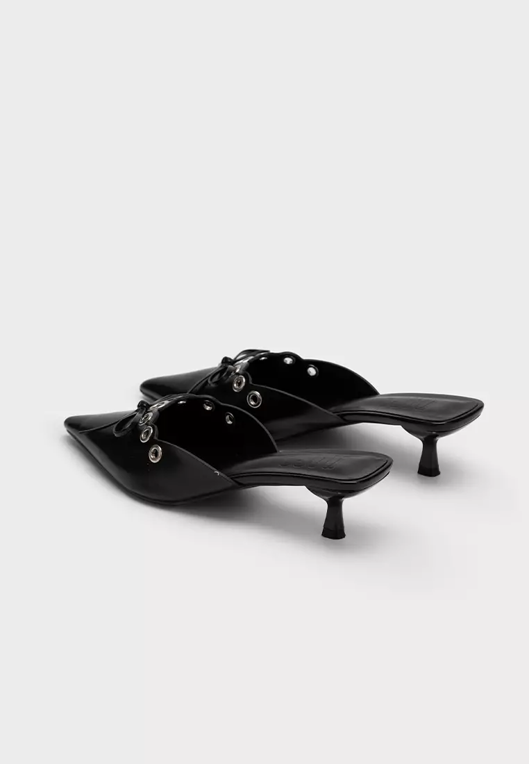 尖头镂空装饰中跟穆勒鞋