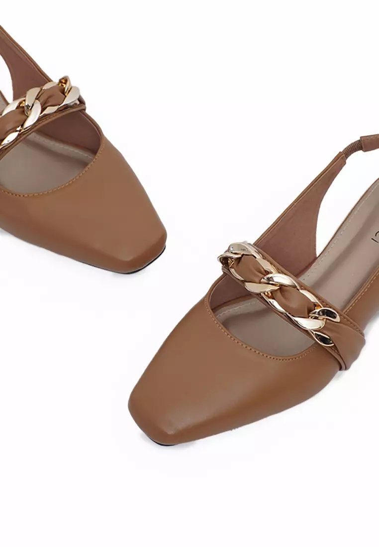 VIVI NICI - Reine Sepatu Sandal Mules Hak 3 Cm Camel Beige