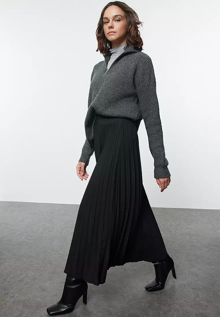Pleated Midi Skirt