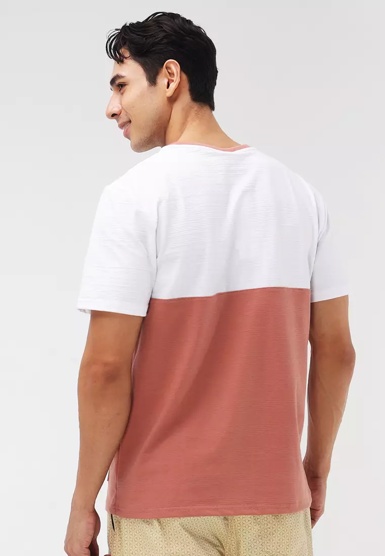 Round Neck Streaky Short Sleeves T-Shirt
