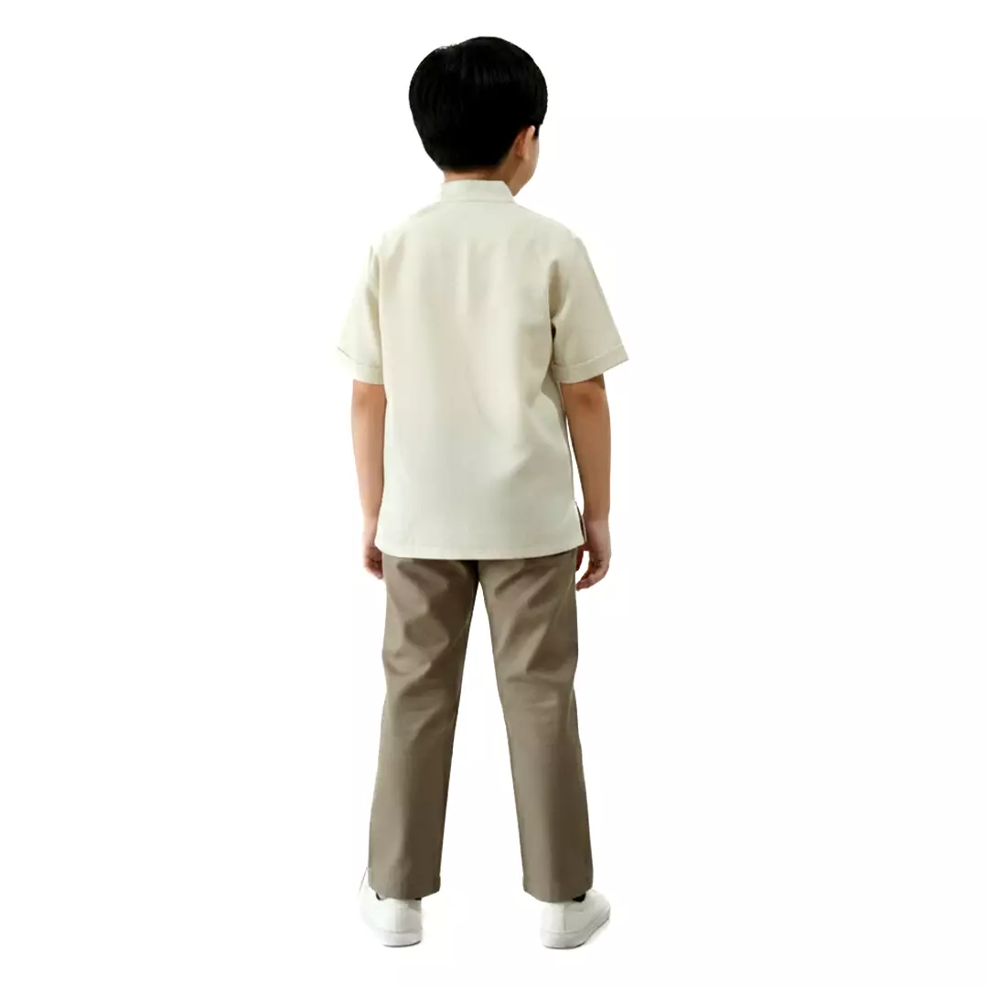 Rabbani - Baju Anak Laki-laki Lengan Pendek Bani Batuta Kemko Anak Denendra Pdk - White Asparagus - Fossil