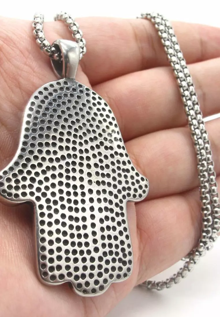 Aksesoris Pria Tiger Hand Pendant Premium Stainless Steel Necklace Kalung Pria Silver