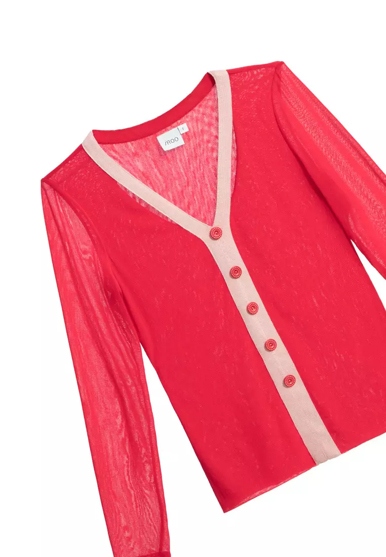 V-Neck Top With Contrast Trim Detail