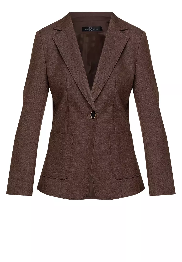 Slit Cuff Textured Suit Blazer