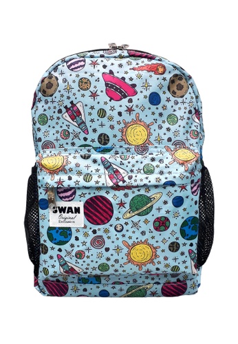 swan kids children easy pack blue space school backpack casual bag