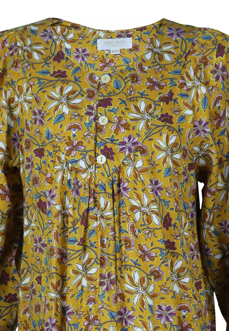 Pito Dito Girl Mountmeru Dress Anak Multicolor Motif Bunga - Size 4