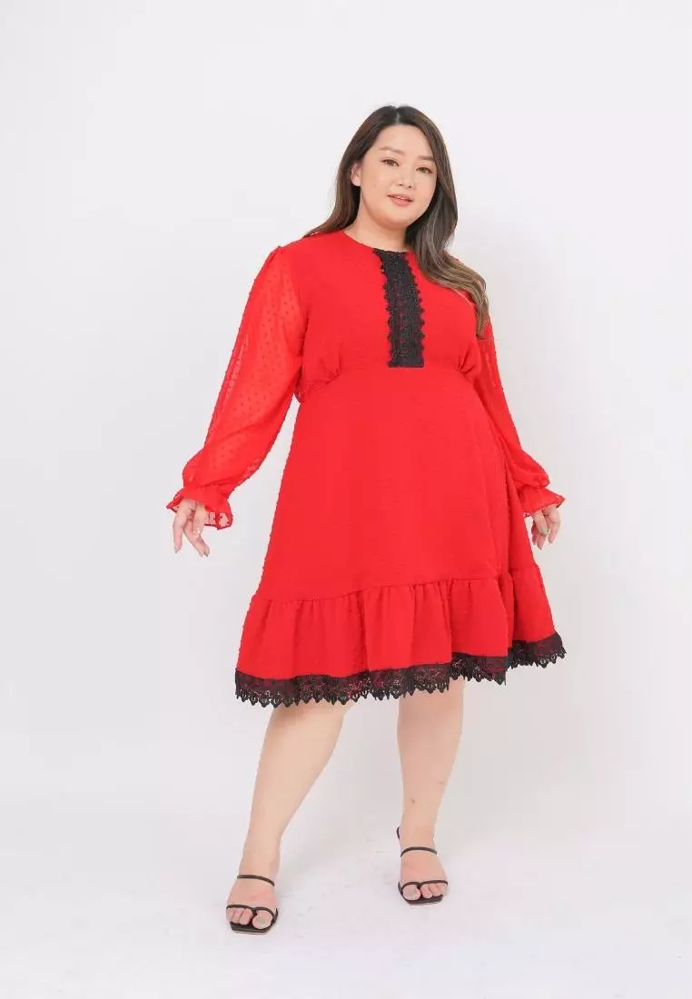 Plus Size Party Dress Cecillie Red