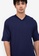 ZALORA BASICS navy V Neck Collar T-Shirt 4A13EAA6280540GS_3