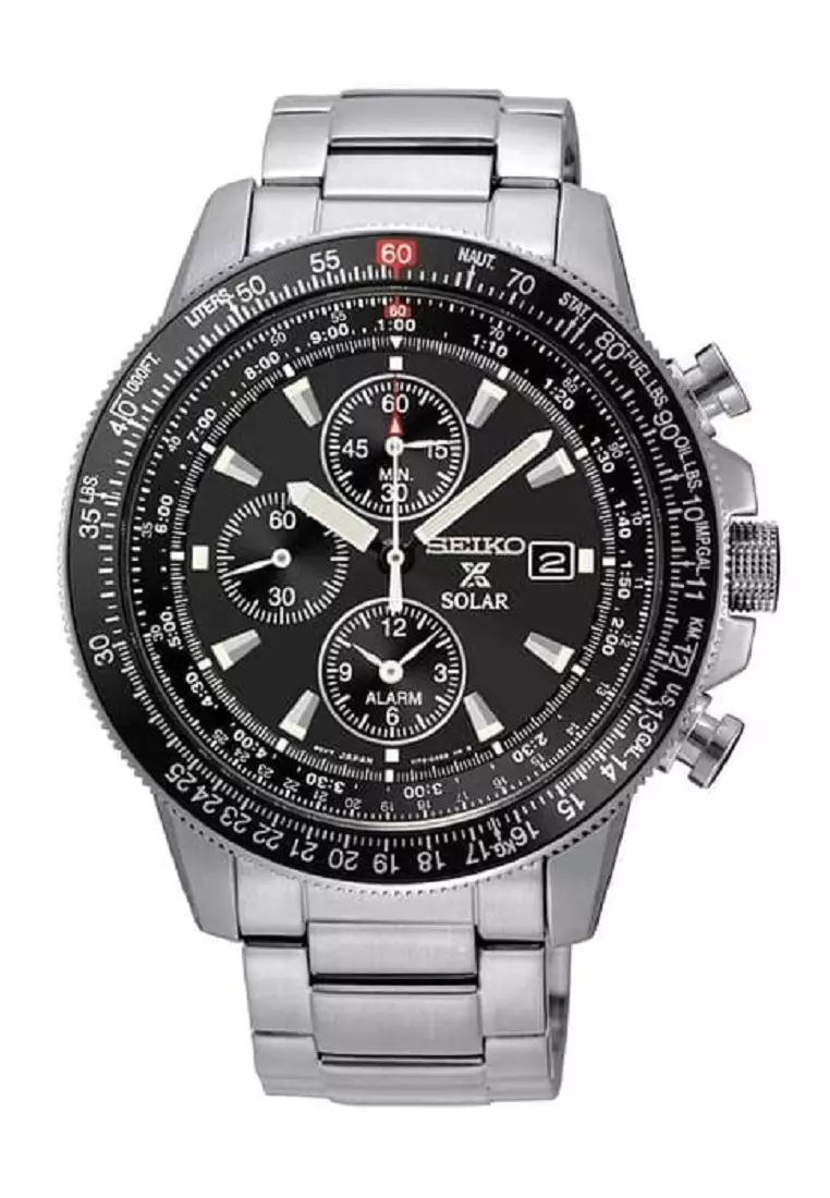 Jual Seiko Seiko Solar Chronograph SSC009P1 Silver Black Original