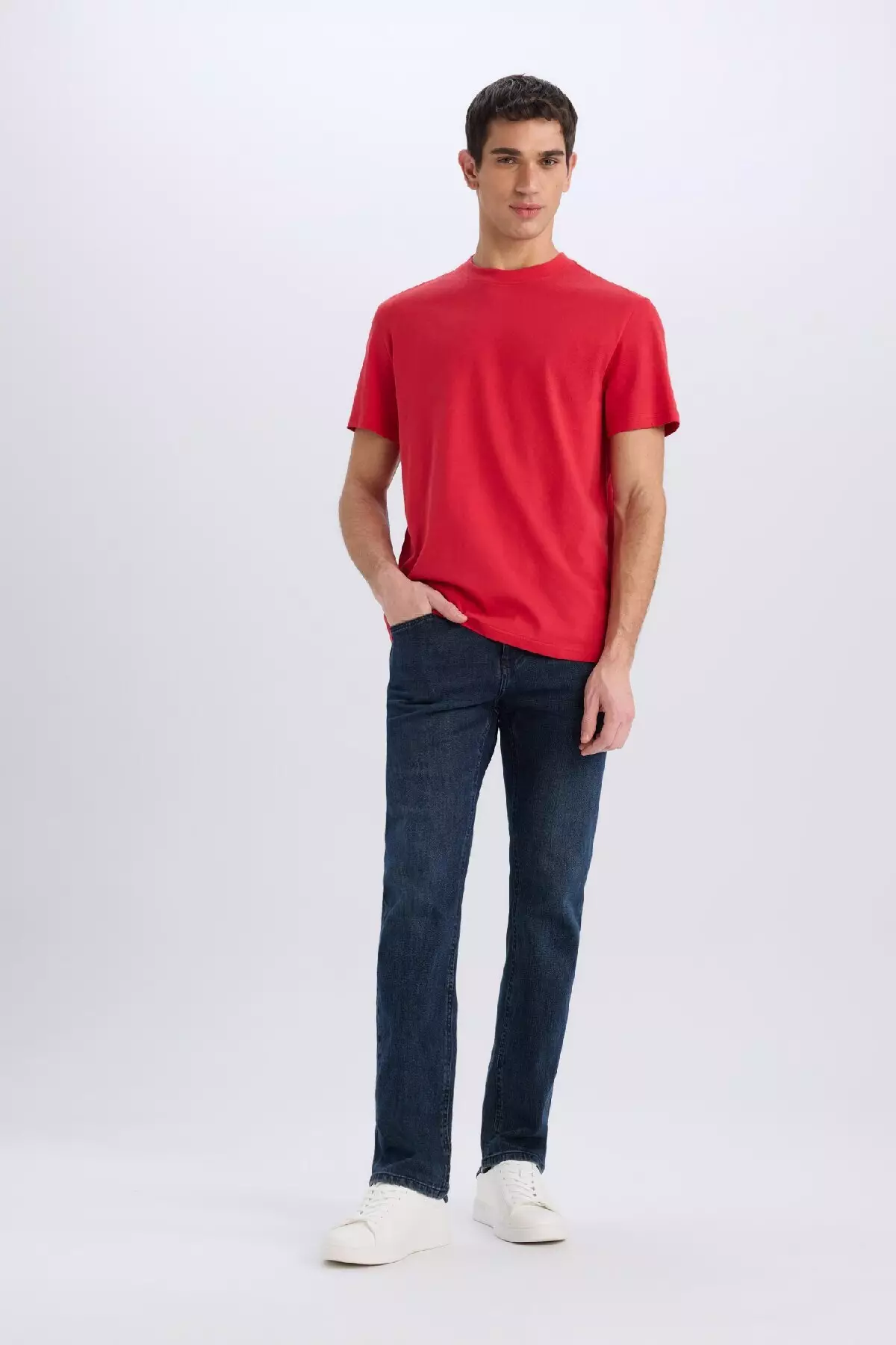 100% Cotton New Regular Fit Crew Neck Basic Plain Short Sleeve T-Shirt V7699Az25Sp