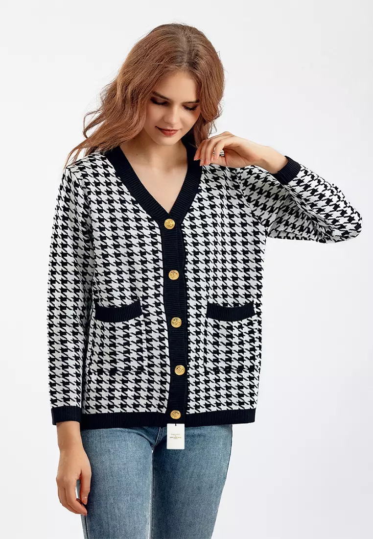 Buy Twenty Eight Shoes Houndstooth Pattern Knit Cardigan SX5093