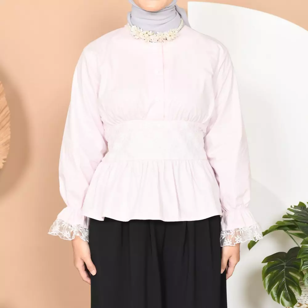 Binar Blouse Atasan Renda - Soft Pink M20030 R25S4