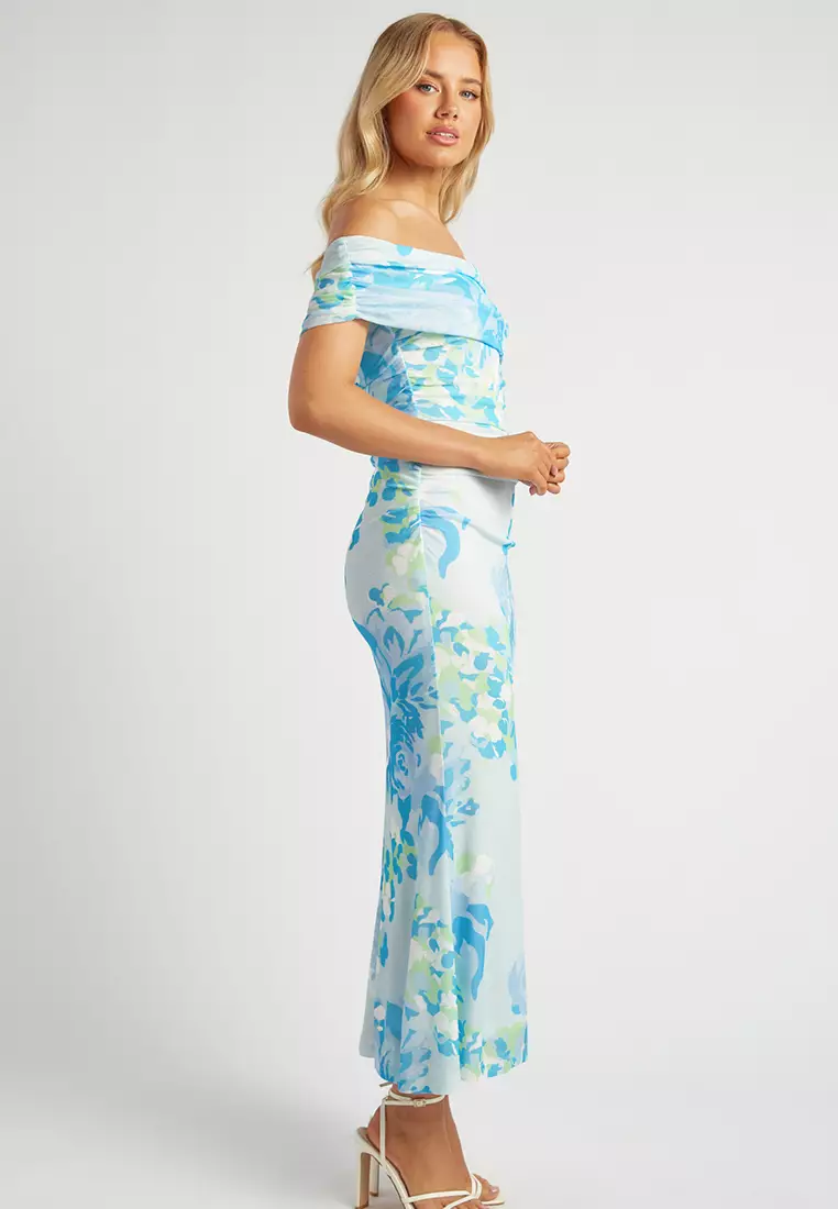 Jersey Off Shoulder Floral Dress