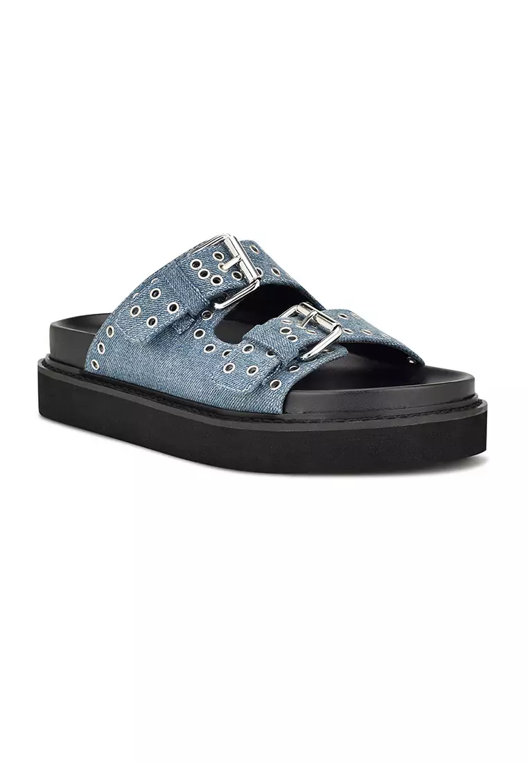 Discount on Nine West  shoes - SKU: Eleny7 Buckle Slide Sandals Medium Blue