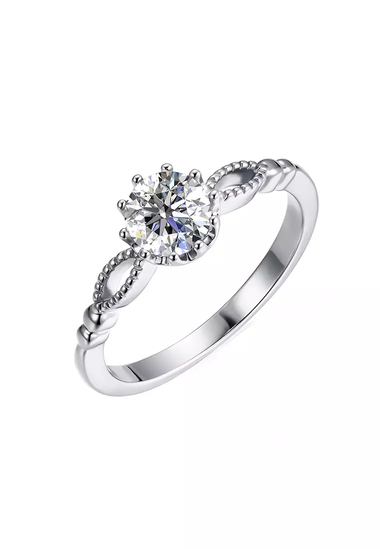 Berlian Moissanite Le Cote Ring [GRA CERTIFICATE MOISSANITE DIAMOND] - Cincin 0.8 CT Moissanite Diamond 925 Silver Celesta by Her Jewellery