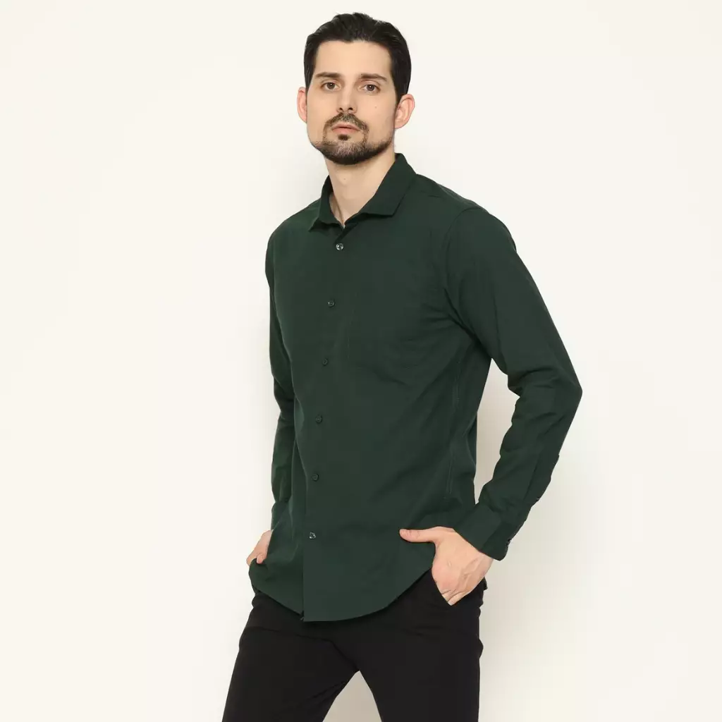 AMK Kemeja Pria Lengan Panjang SHS Dimitri L/S Green