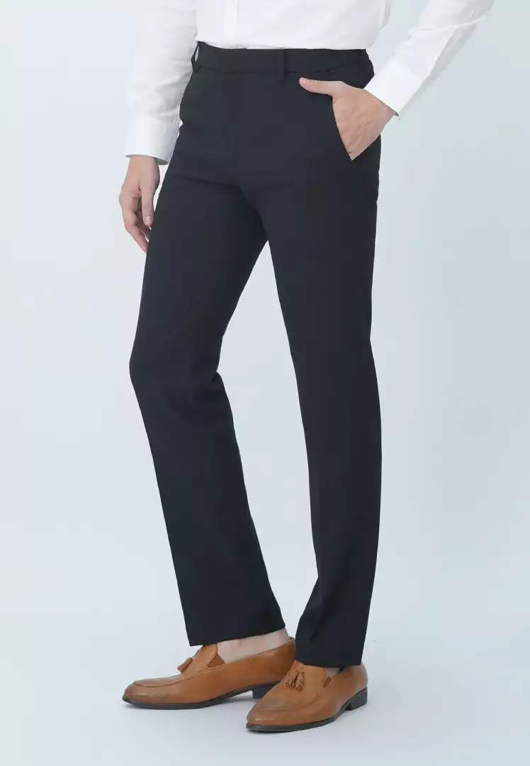 Johnwin - Gosen Pants - Celana Kerja - Celana Formal - Reguler Fit - Polyester - Hitam - F.992.008.110.C